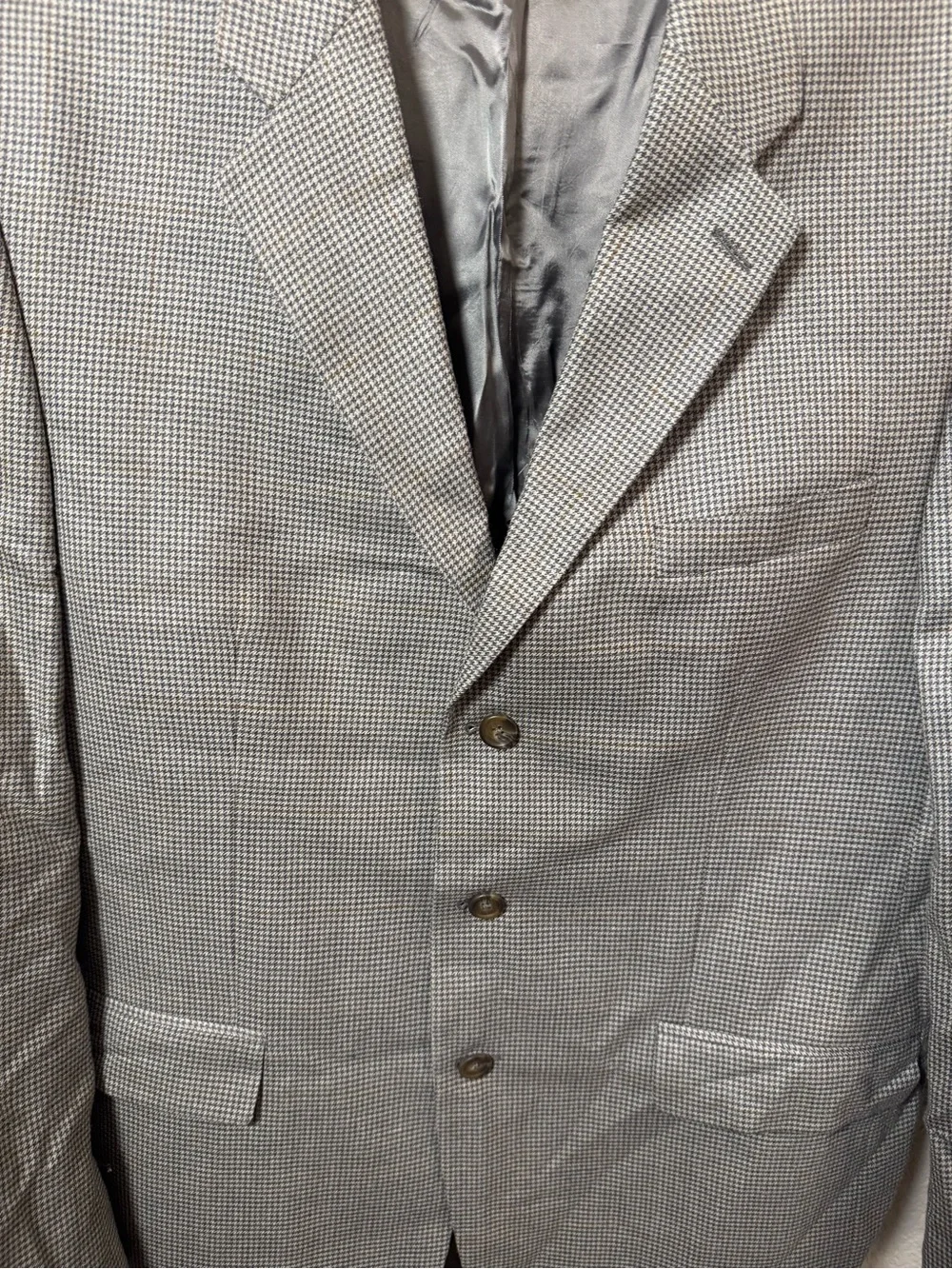 Chaps Ralph Lauren Vintage Houndstooth Sport Coat Blazer 3-Button Made in Canada